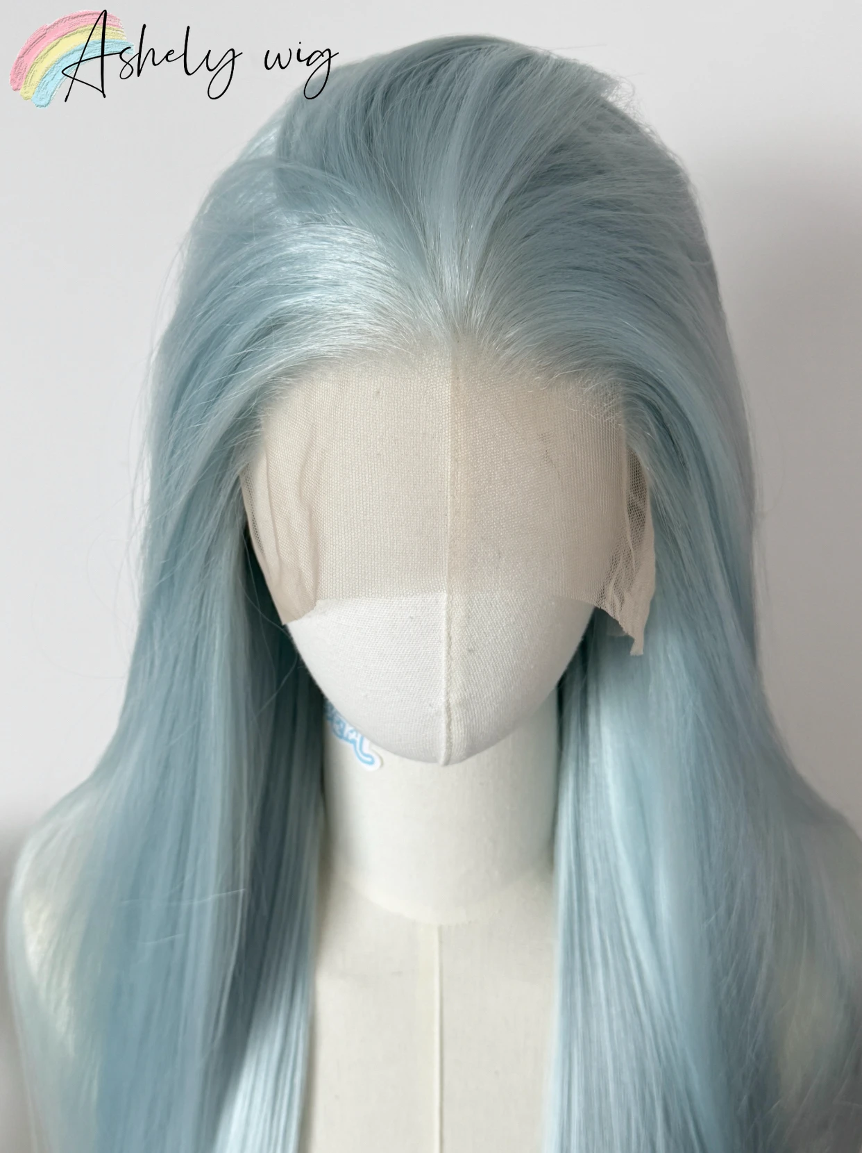 Light Blue Lace Front Wig for Women 24inch High Quality Cosplay Wig Heat Resistant Synthetic Lace Wigs for Daily Use Cosplay