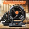 Fans, Battery Operated Portable Tent Fan with LED Light, Remote Control, Hook, 270°Pivot, Stepless Speed-Ideal for Camping, Fans 6