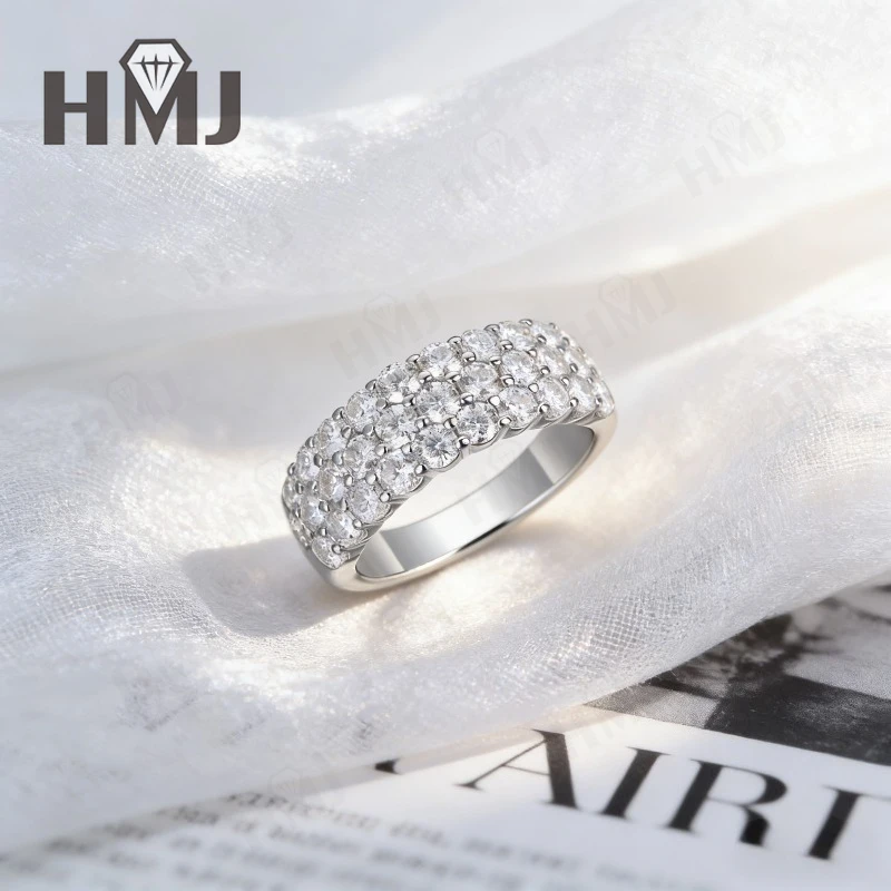Moissanit-Ring, Farbe D, Reinheit VVS1, runder Schliff, S925 Sterling-Silber, edler Schmuck, Geschenk für Frauen, Jahrestag, Ehering – Detail 9