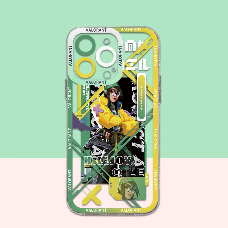 thumbnail image 1 of Funda de teléfono con diseño de personajes del juego Valorants para Samsung S24 S23 S22 S21 S20 S10 FE Note20 10 Plus Ultra Lite 5G, funda de TPU suave transparente, 1 of 5