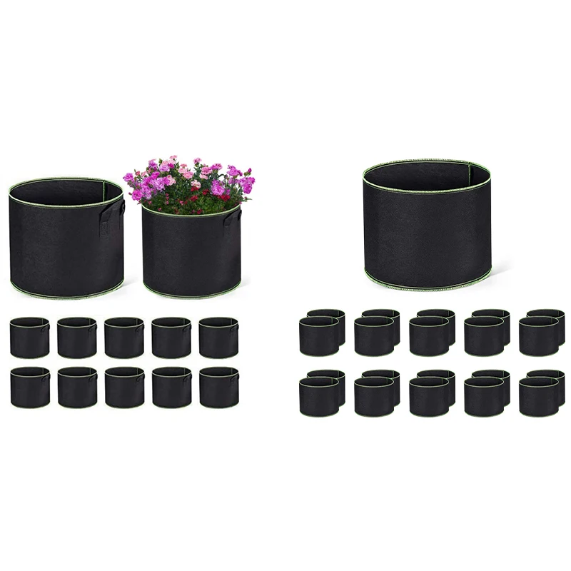 

BEAU-Grow Bags 20 Pack Heavy Duty Aeration Fabric Pots Thickened Nonwoven Fabric Pots Plant Grow Bags