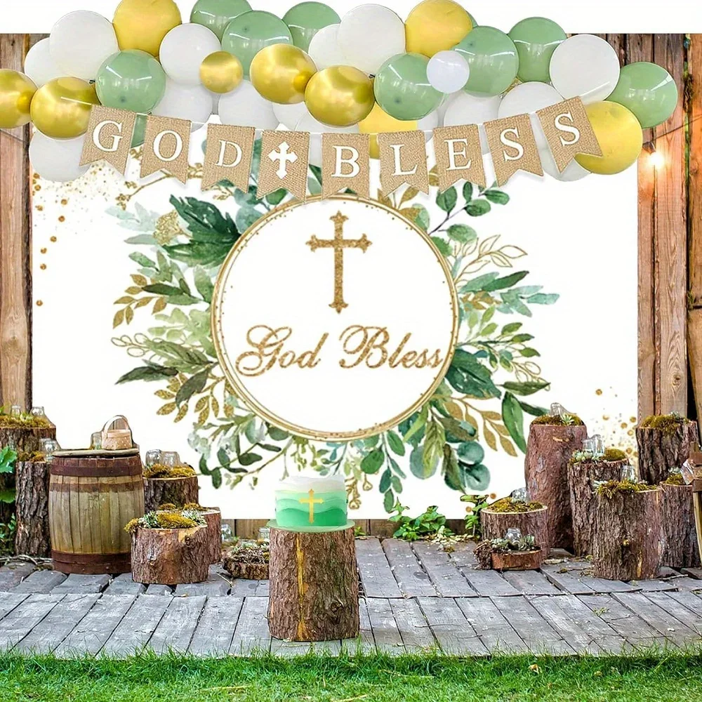 Tovaglioli Prima Comunione "God Bless" Bianco - 40 Pezzi Con Fiori E Ghirlanda