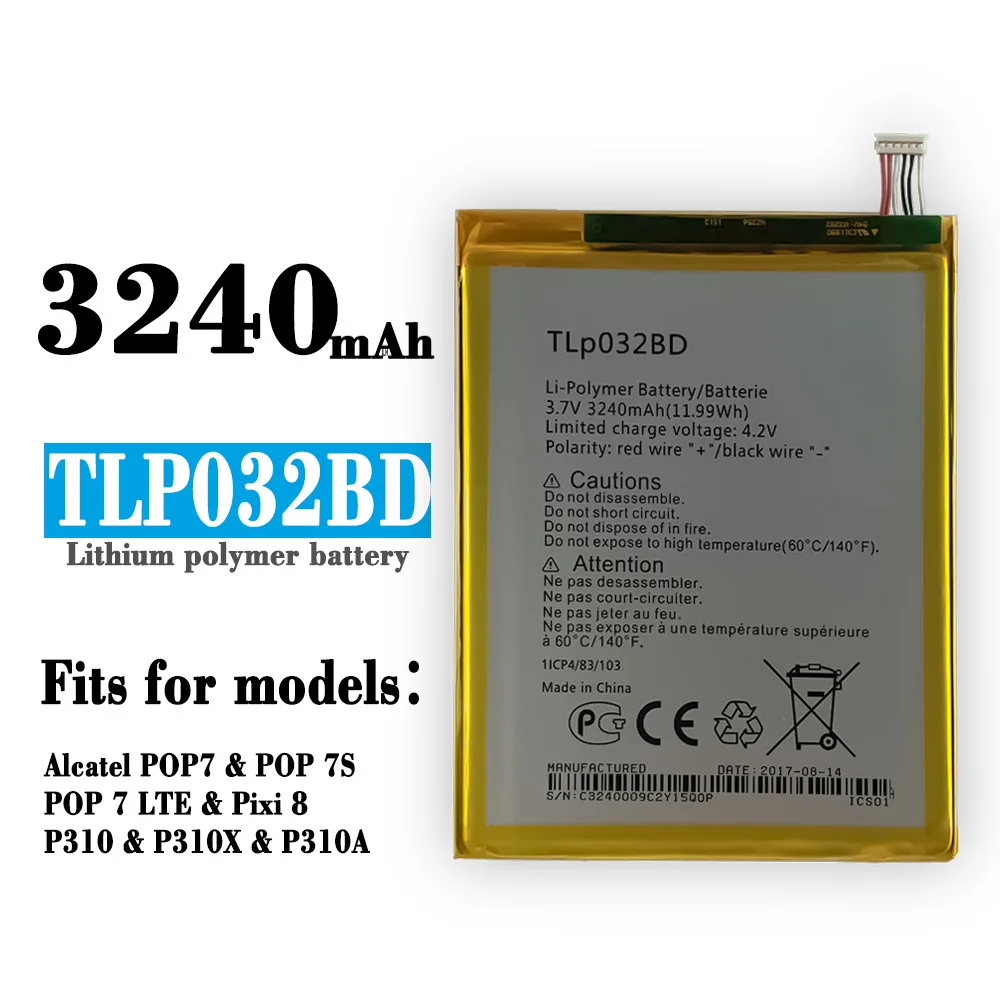 

TLp032B2 For ALCATEL One touch Pop 7 P310 P310A Pixi 3,Pixi 7,Pixi 8 9006W WiFi OT-9015W OT-P330X TLp032BD Tablet Phone Battery