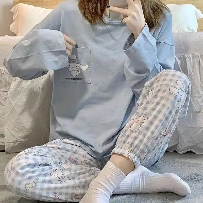 

Милые милые брюки Sanrio Cinnamoroll с длинными рукавами, костюм свободного кроя, удобный Рождественский подарок для девушки