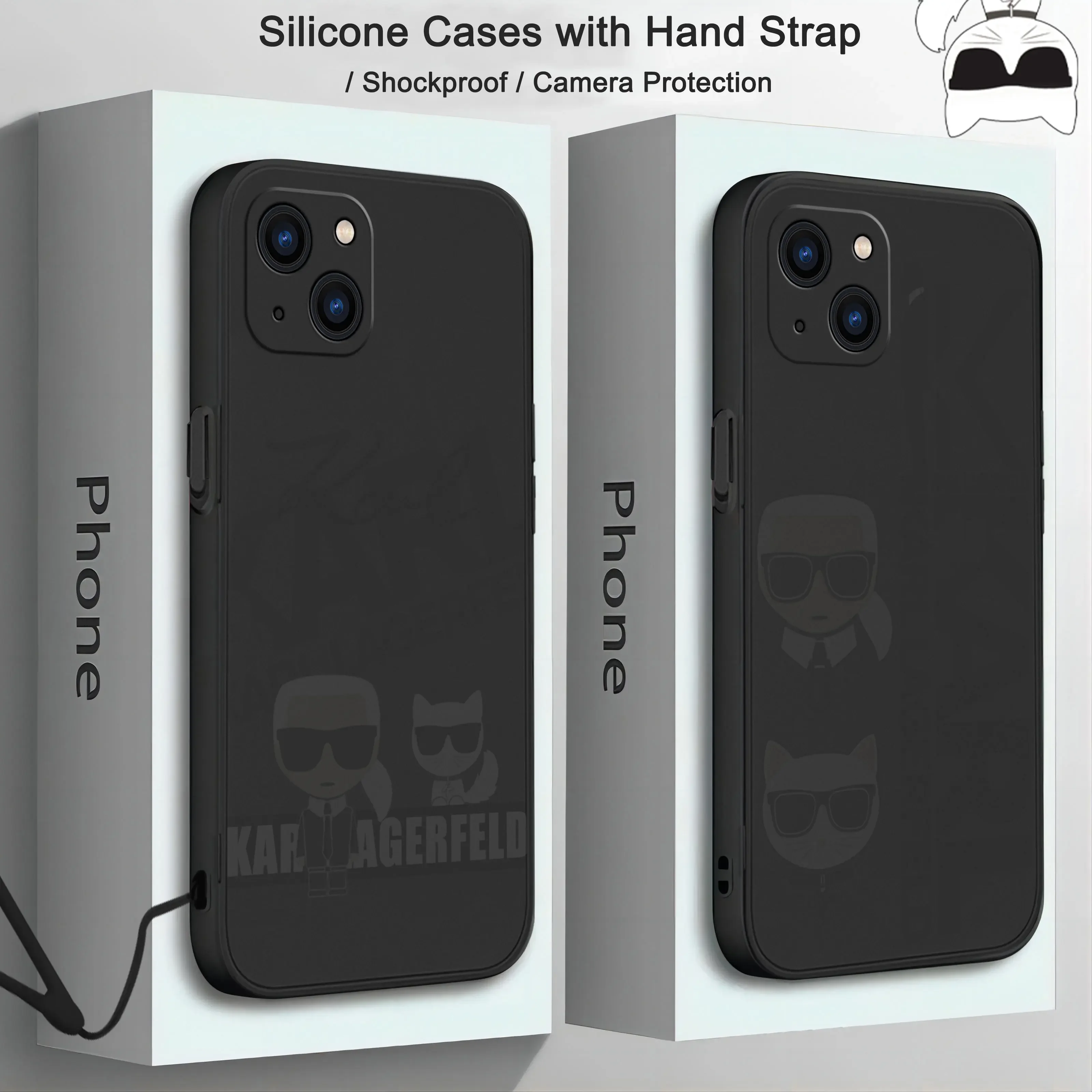 Дизайнерский чехол для телефона с мультяшным котом для iPhone 15 14 13 12 11 Pro Max Mini X XR SE20 8 7 Plus зеркальные Силиконовые чехлы с ремешком на руку