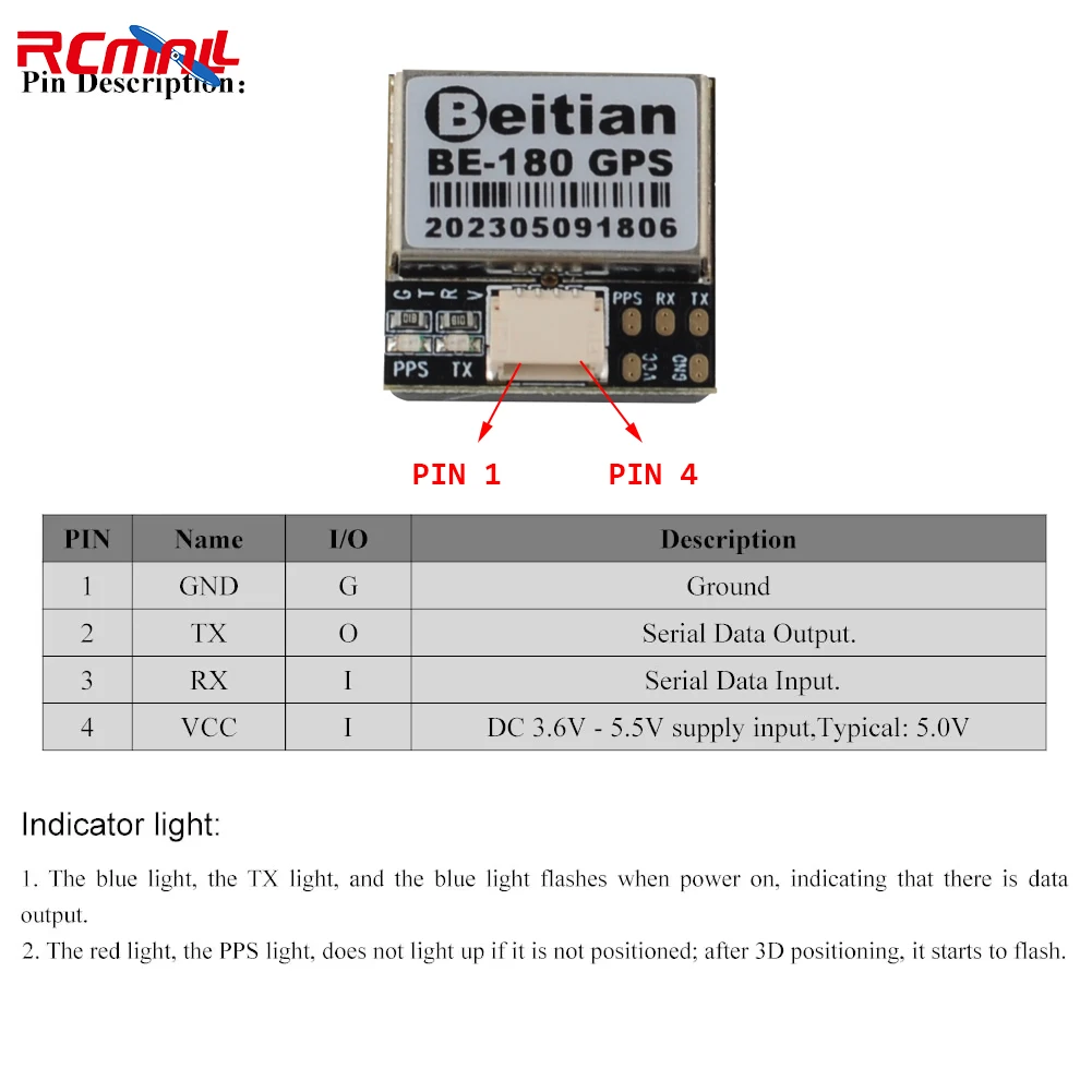 Beitian BE180 GPS 모듈 BE-180 안테나 포함, M10 GNSS 초저전력 GNSS 리시버, 차량 드론용