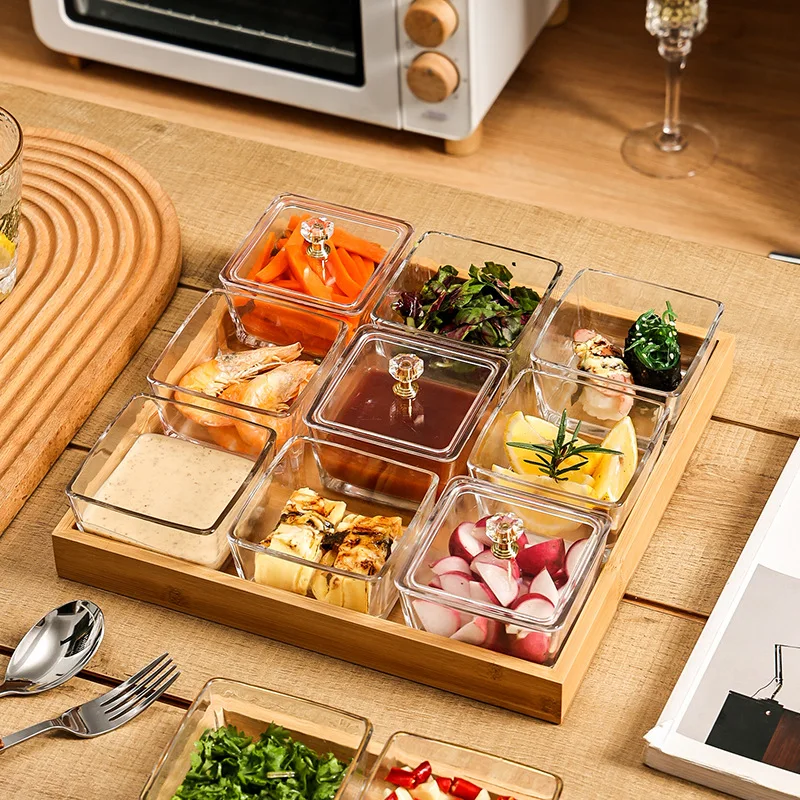 Candy Nuts Transparent Fruit Box Cover European Snack Tray Melons Seeds Glass Sugar Packed Fruit Plate Storage Container
