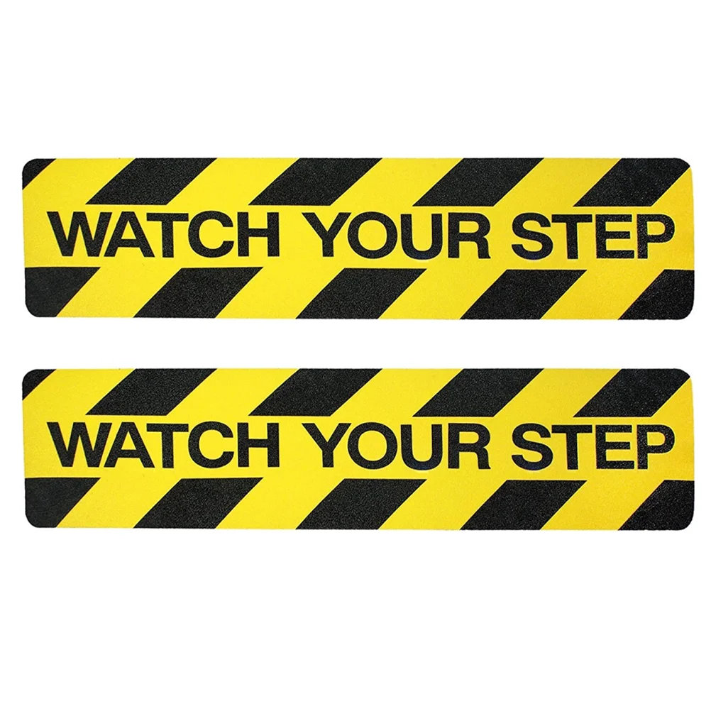 

2 Pcs Stairs Anti-Slip Tape Wet Floor Sticker Slippery Warning Sign When Caution Stickers Decals Signs