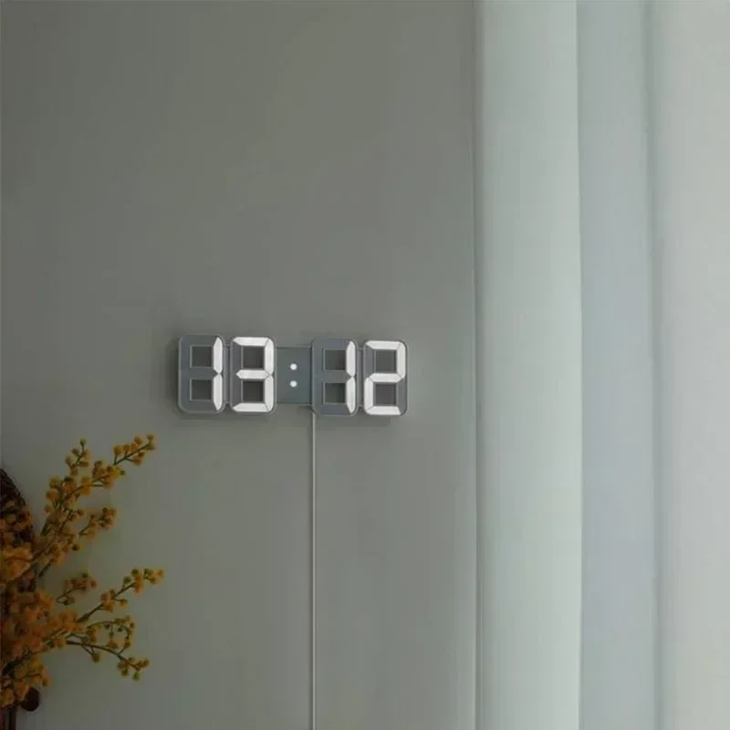 3D Wall Clock Wall Clock LED Digital Clock 3D Number Wall Clock 3D LEDs Digital Clock For Bedroom Wall Decoration Glowing Night Mode Adjustable Electronic Watch Home Decor Garden