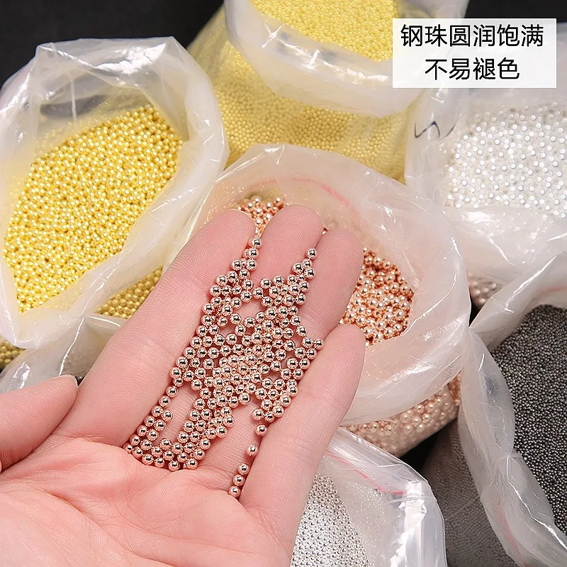 Rose Gold, Silver & Black Mini Steel Ball Nail Art Caviar Charms