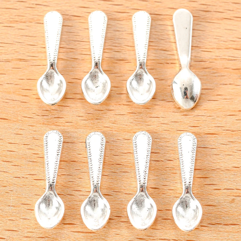 50pcs Colors Mini Alloy Spoon fork Dining knife Charms DIY