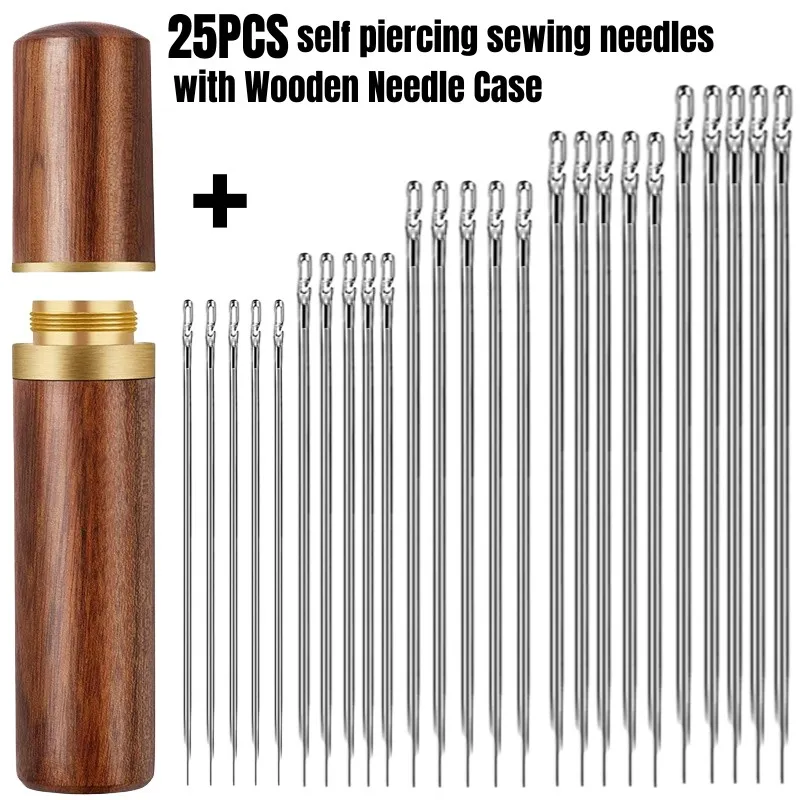 25PCS Self Piercing Sewing Needles In 5 Sizes, Handmade Needle