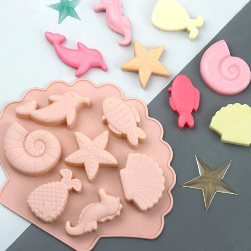 

Sea Creatures Silicone Molder Fondant Baking Cake Chocolate Resin DIY Fish Mould Decoration Tools Cupcake Topper