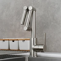 AITANA ก๊อกน้ําห้องครัวนิกเกิลขัดเงาทองเหลืองเรียบง่ายพร้อมดีไซน์พับได้และ 2 ฟังก์ชั่นสําหรับเครื่องผสมอ่างล้างจานน้ําร้อนและเย็น 4