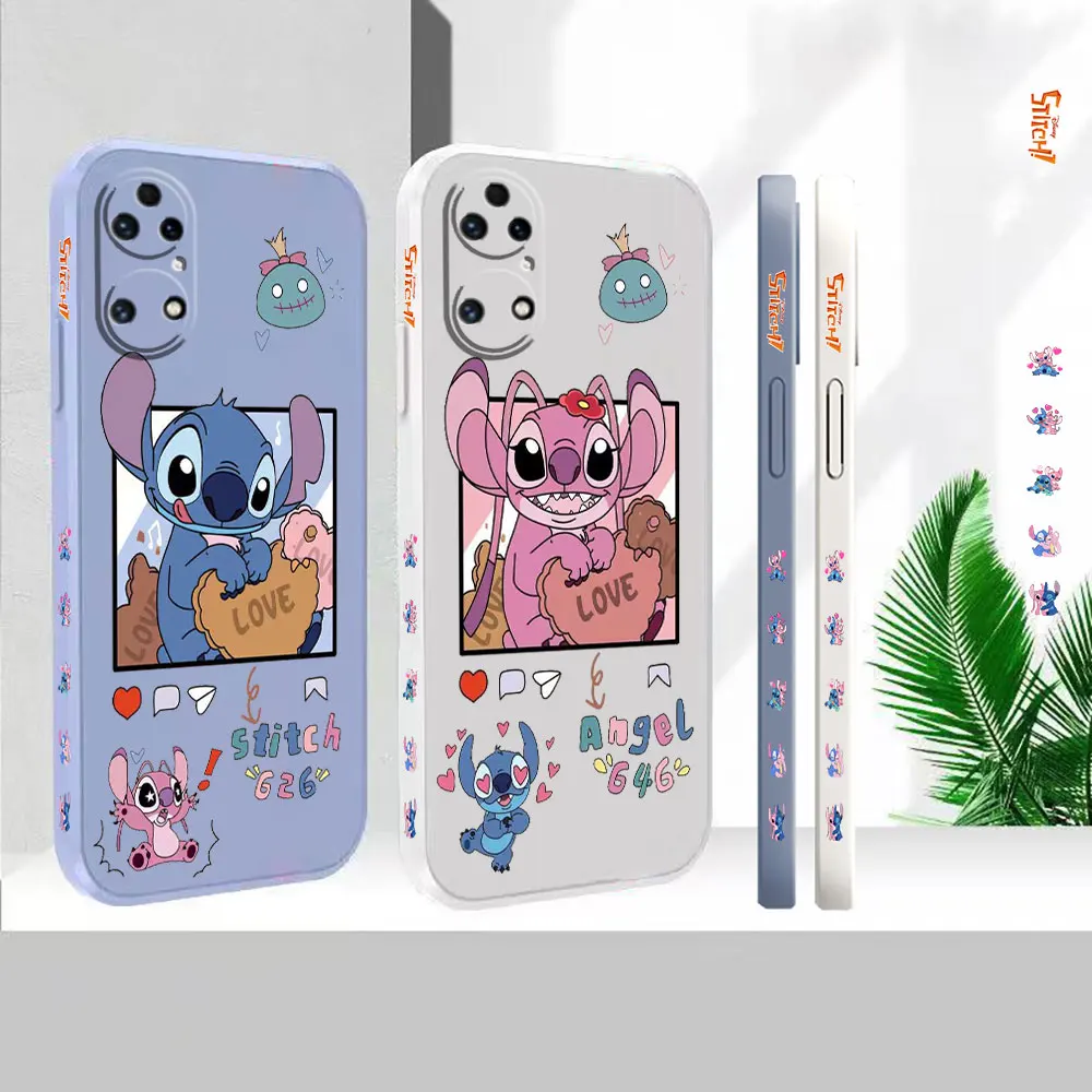

Liquid Silicone For Huawei P60 P50 P40 P30 P20 Mate 50 40 30 20X 20 10 Pro Plus Colour Cover Love Lilo & Stitch Angel Case Funda
