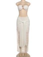 Weird Puss Elegant Women 2piece Set Sexy See Through Thin Tierred Y2K Seashell Tube Top+Wrapped Bandage Skirts Matching Clubwear - Image 6