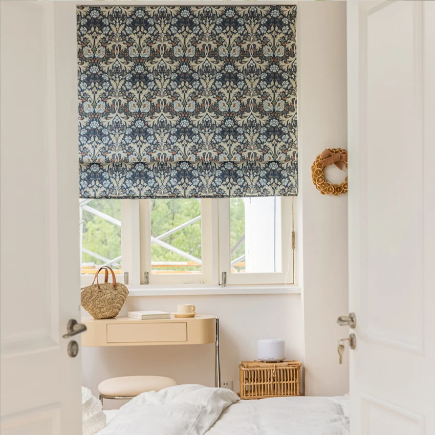 

American Pastoral Retro Flowers Flat Roman Shades With Hardware Included Custom Window Curtains For Living Room