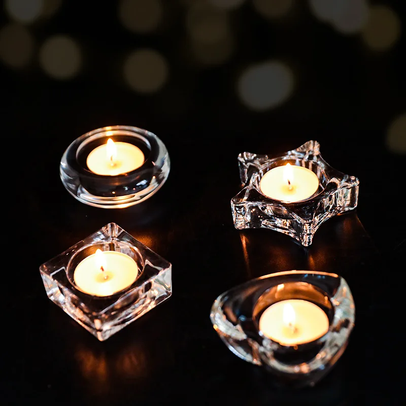 Creative Small Glass Candlestick Mini Tea Light Glass Candle Holder Bar Decor