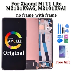 6.55 inches Original AMOLED Screen For Xiaomi MI 11 Lite LCD Touch Screen Digitizer Assembly M2101K9AG Display Replacement