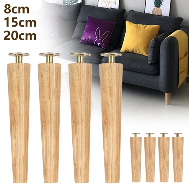 Patas de madera maciza de 8, 15 y 20CM de altura para muebles, patas  inclinadas para
