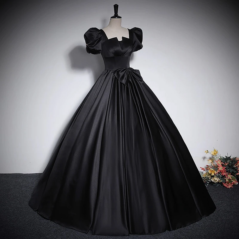 

Ashely Alsa Gothic Black Prom Dresses Sweet 16 Girl Party Gown Satin Formal Occasion Vestidos Para Mujer Elegantes y Bonitos