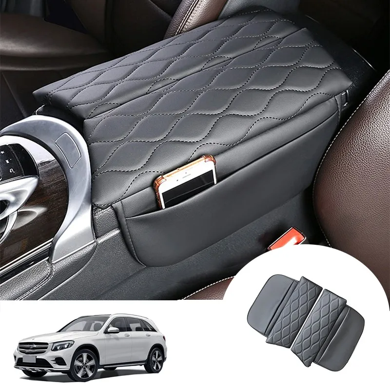 Auto Konsole Armlehne Box Abdeckung Pad Anti-Scratch Leder Arm Rest Kissen  Für Mercedes Benz W213 E Klasse 2017-2022 CLS 2018-2022