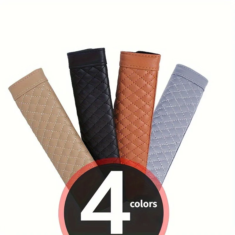 Luxury Leather Car Seat Belt Shoulder Cover - Embroidered, Wear-Resistant, Non-Slip Safety Accessory