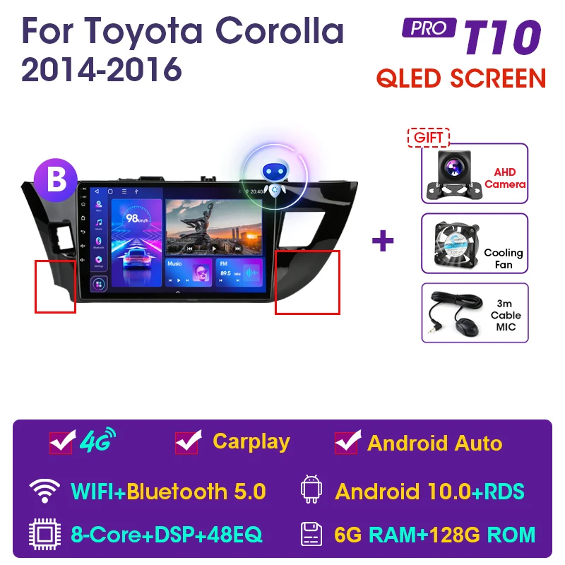 car hd video player JMCQ Android 10 2DIN DSP Car Radio Multimedia Video Player For Toyota Corolla Ralink 2014-2016 Navigation GPS Head Unit Carplay portable video player for car Car Multimedia Players