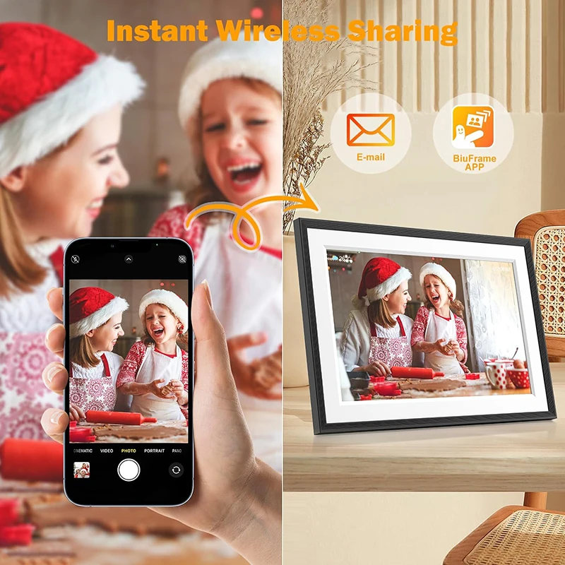 Picture Frame 10.1 Inch Smart WiFi Digital Photo Frame HD IPS 1280*800 Touch Screen Electronic Album Picture Videos 32GB Storage