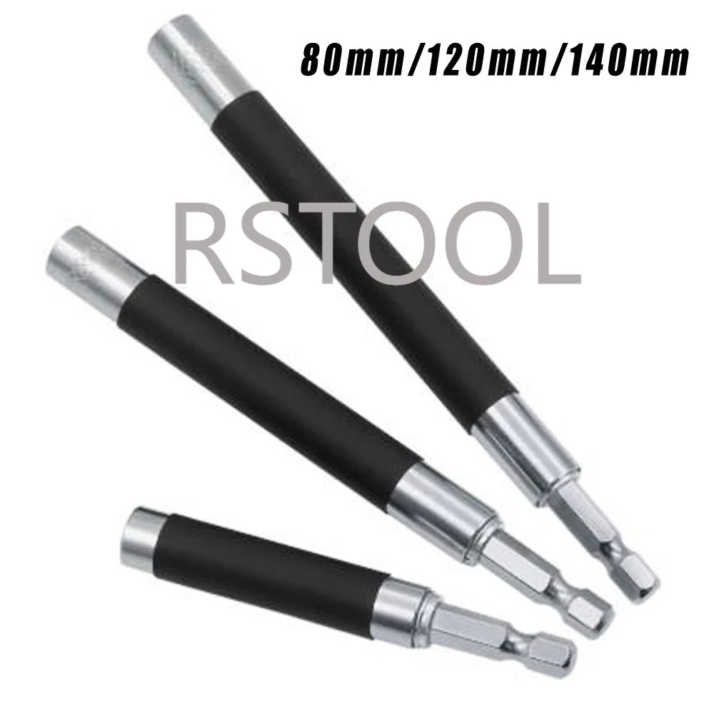 3pcs 80/120/140mm 1/4" Screwdriver Bars Hex Shank Sleeve Extension Guide Rod Screw Bit Holder