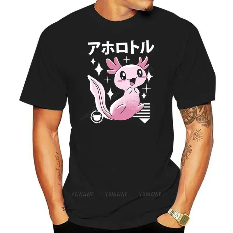 

man tee-shirt Men's Kawaii Axolotl t shirt Customize cotton Crew Neck Pattern Interesting Humor Spring Autumn Natural T shirt