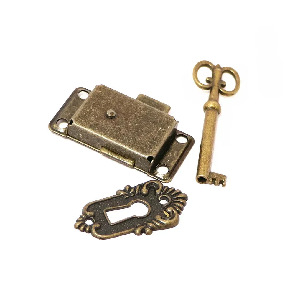 Cabinet Door Locks Drawer Lock 3-piece Set Jewelry Cabinet Antique Lock Wooden Door Locks Furniture Antique NE