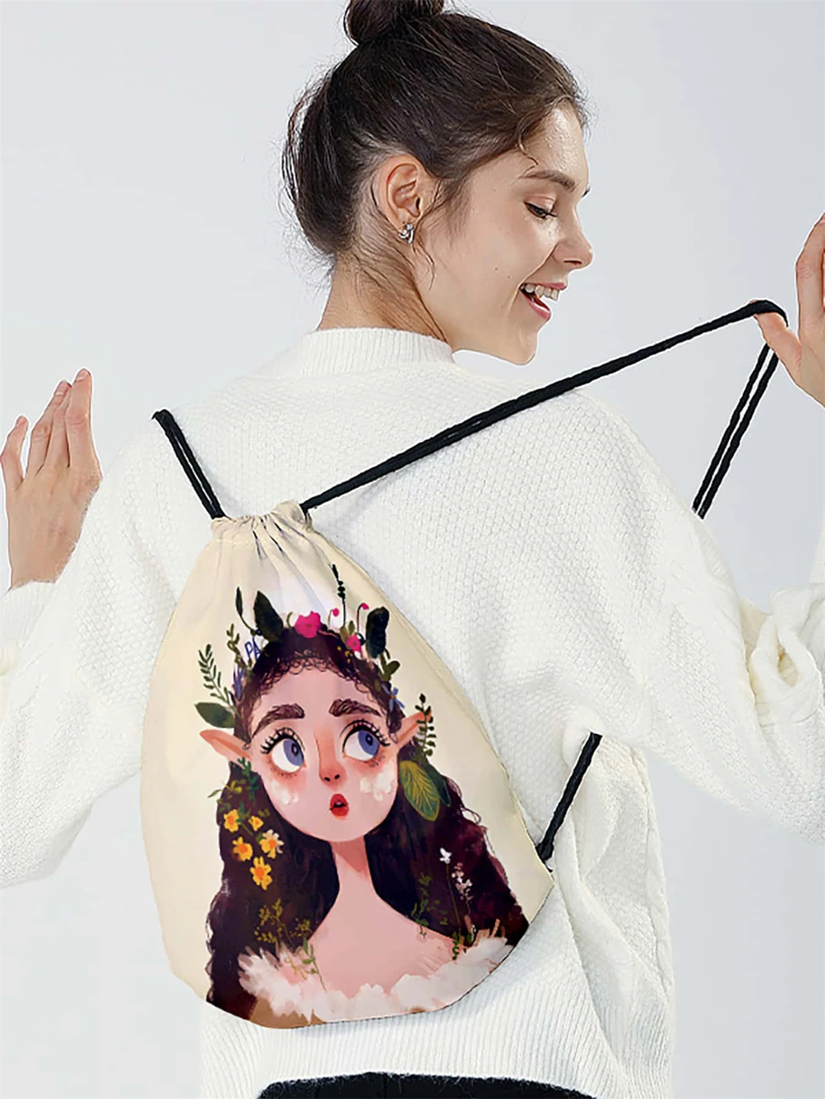 Polyester Drawstring School Book Bag Boys Girls Kids Adult Gym PE Kit Sack Dance Portable Travel Shopping Pouch Bag