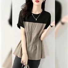 

100% Cotton T Shirt Woman Summer Fashion Oversized Short Sleeve T-shirt Woman Korean Style Plus Size Shirt 2022 Women Shirts