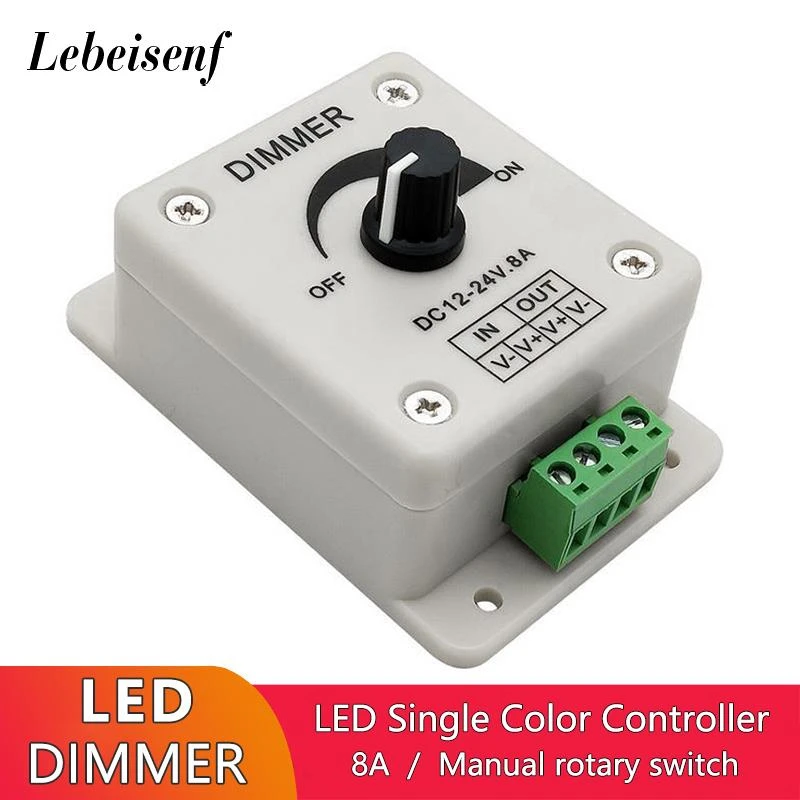 Mini 12V 24V 8A LED Dimmer Single Color Light Controller Fine Tuning