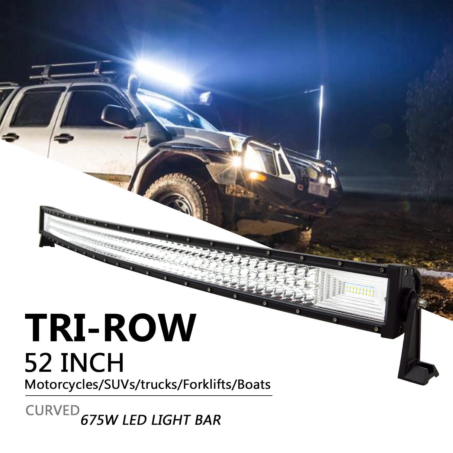 3-Row 22 32 42 52 Curved LED Light Bar Offroad Led Bar Combo Beam Led  Work Light Bar 12v 24v For 4x4 4WD SUV ATV Cars