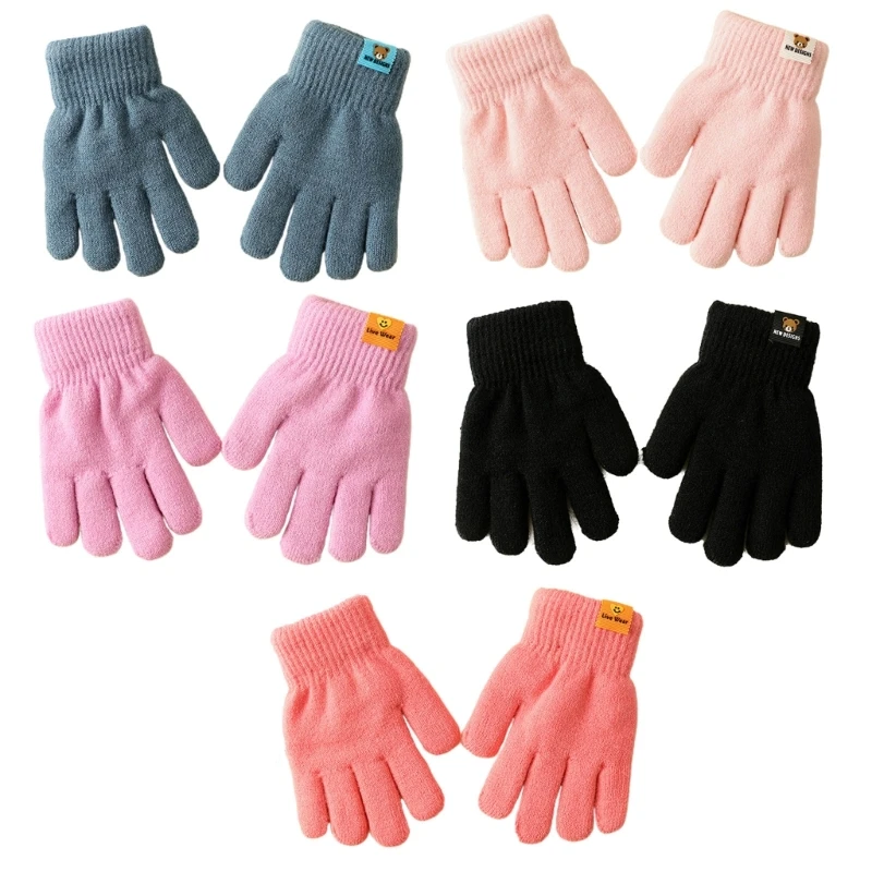 

Children Double-Layered Gloves Warm Autumn/Winter Accessories with Five Fingers Insulated Kids Gloves Lightweight Gloves H37A