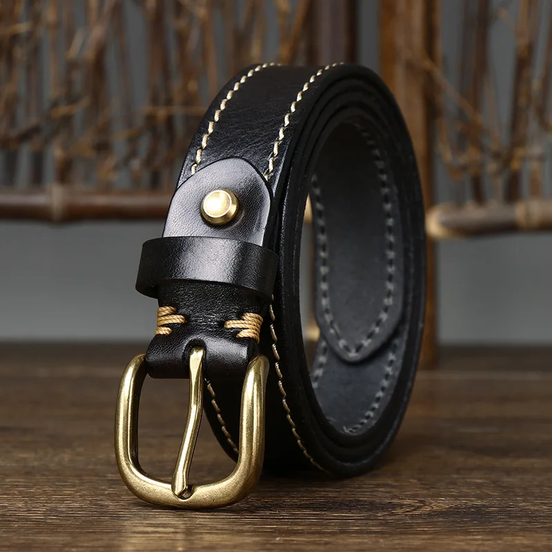 brown belt women 2.8cm Width Women Belt Designer Female Belt Genuine Leather Belts Cowskin Strap Pin Buckle Belts Fancy Vintage for Jeans wide belts