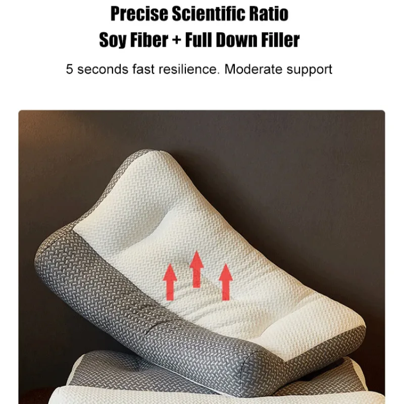 Anti-traction soy fiber pillow Neck pillow Breathable pillow improve sleep Adult simple health care comfortable and safe design 4
