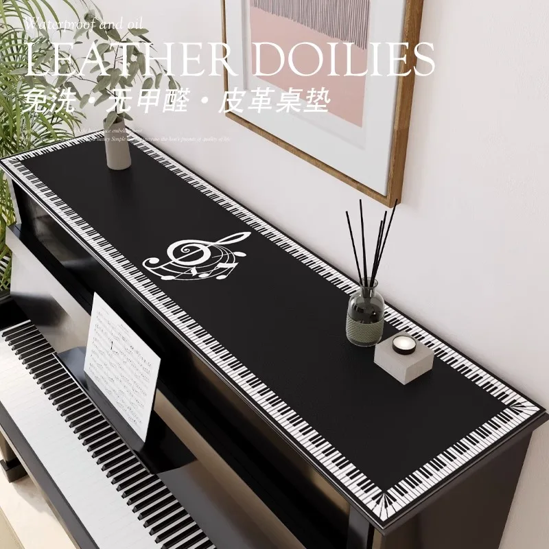 Piano Cover Piano Top Cover Cloth Half hood Dust hood Waterproof Oil-proof No-wash Leather Table Mat piano cover