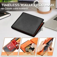 Short Genuine Leather Mens Wallets Classic Slim Solid Purse Card Holder Coin Pocket RFID Fashion Quality 2