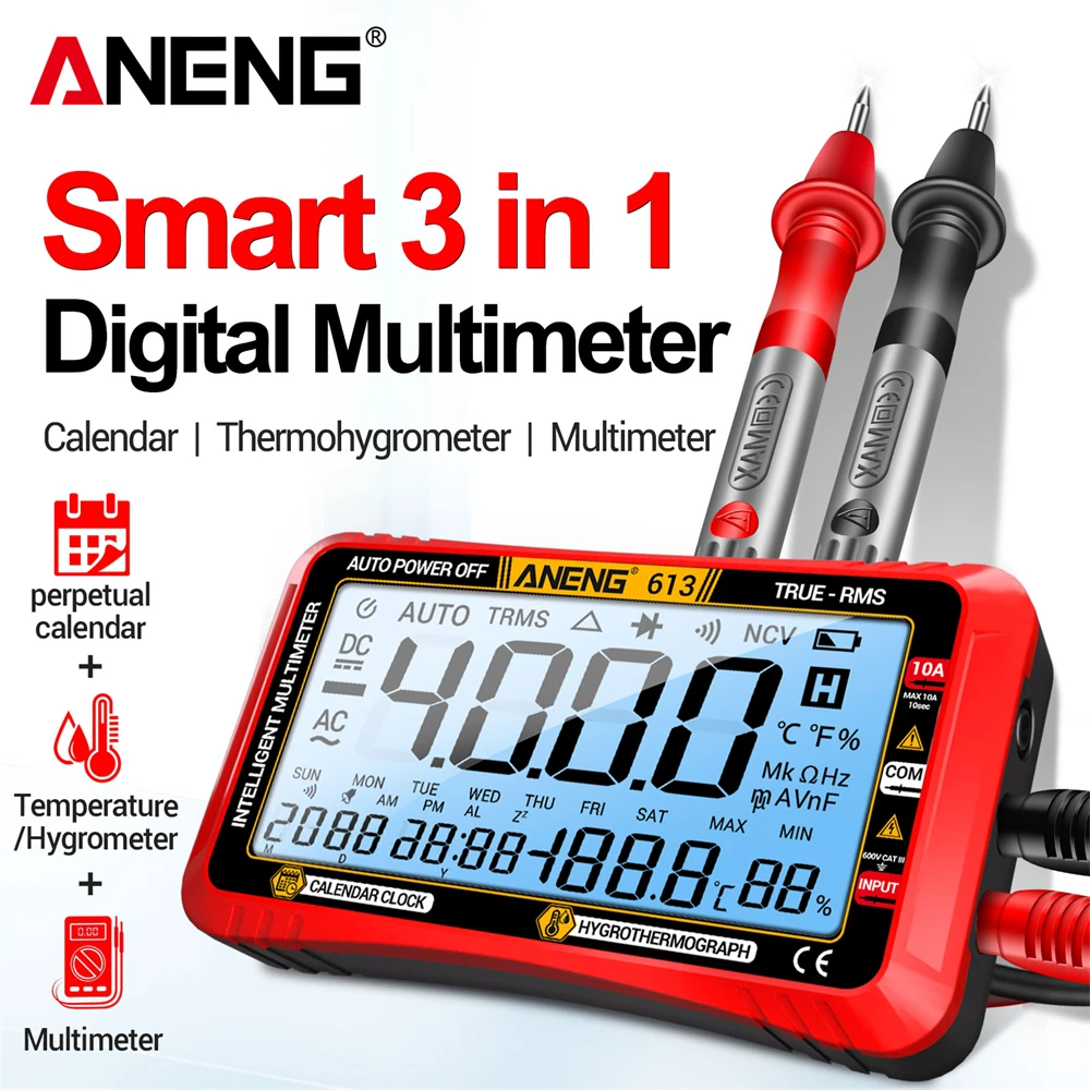 Smart Multimeter 4000 Counts Digital AC/DC Curent Voltage Resistor Measurement 3 in 1 Professional Test Tools ANENG 613