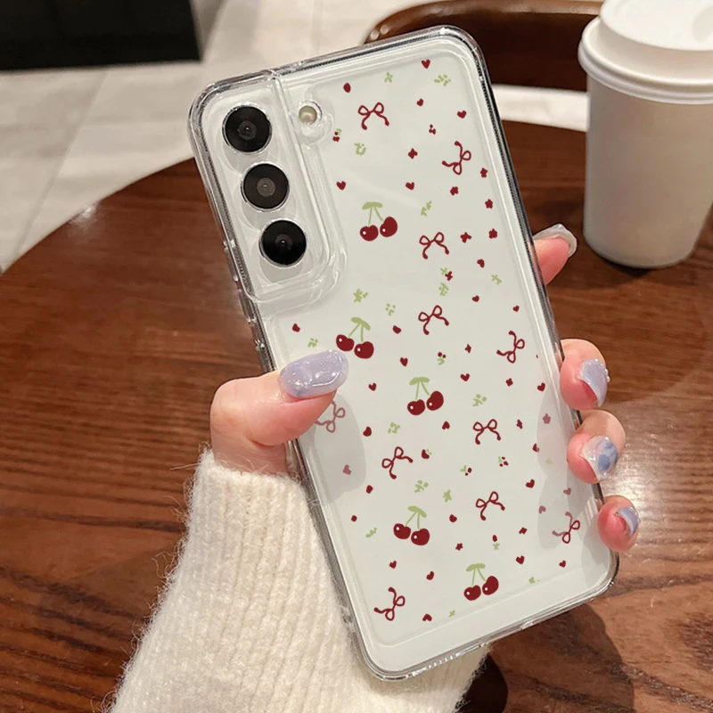 Cherry Pattern Clear Phone Case Cover