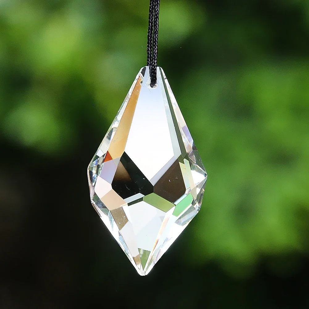 50MM Chubby Arrowhead Clear Glass Crystal Pendant Faceted Prism Aurora Sun Catcher Dangle Chandelier Lamp Dangle Garden Hanging