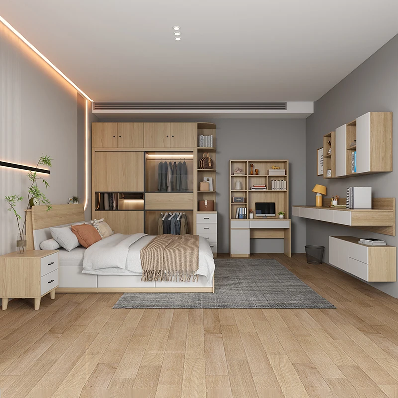 Nordic Wedding Bedroom Set Modern Minimalist Dressing Table Bedroom Set Cabinet White Camas Moderrnas Inteligentes Furniture