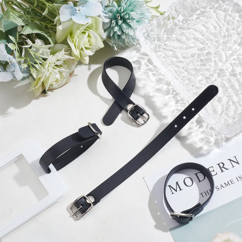Kilt Extender Buckle 4 Pcs Black Kilt Extender Buckle Straps 7.56x0.71x0.28 Inch PU Imitation Leather Luggage Straps Suitcase Belts for Tight