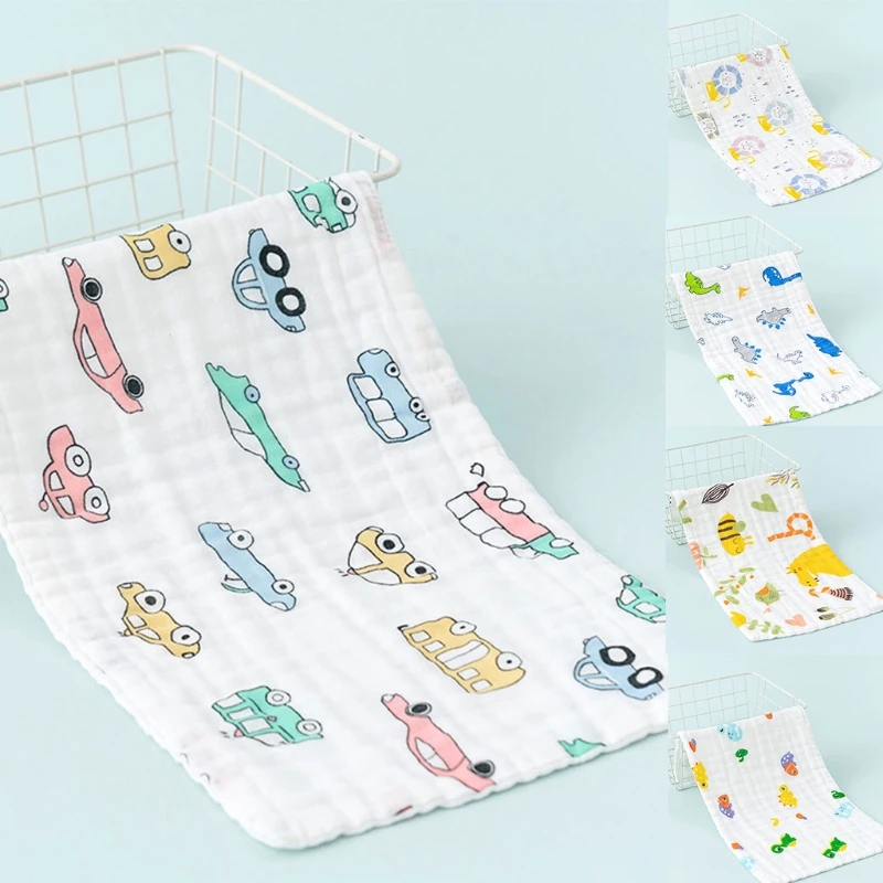 

Cartoon Print Baby Saliva Towel Infants Milk Bottle Feeding Bibs 6 Layer Cotton
