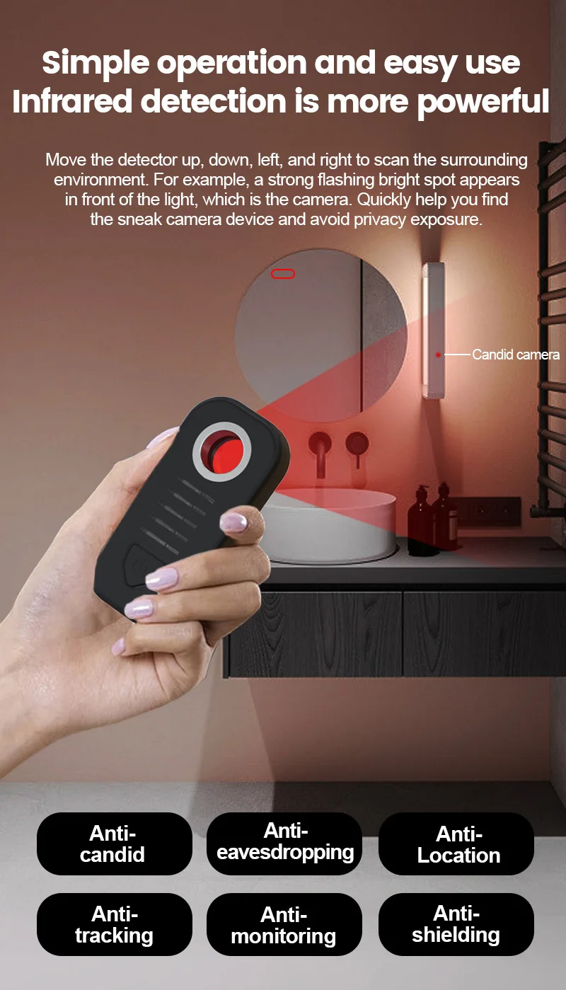 Signal Detector Anti Tracking Eavesdropping Stealing Anti Candid Hidden Pinhole Infrared Camera Car Positioning Long Distance F8