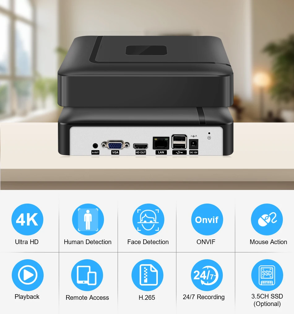 Front view of 4K NVR unit