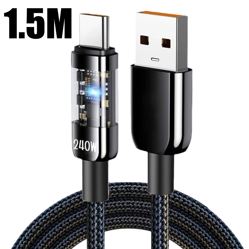 240W High-Speed Nylon Braided USB-C Quick Charge Cable